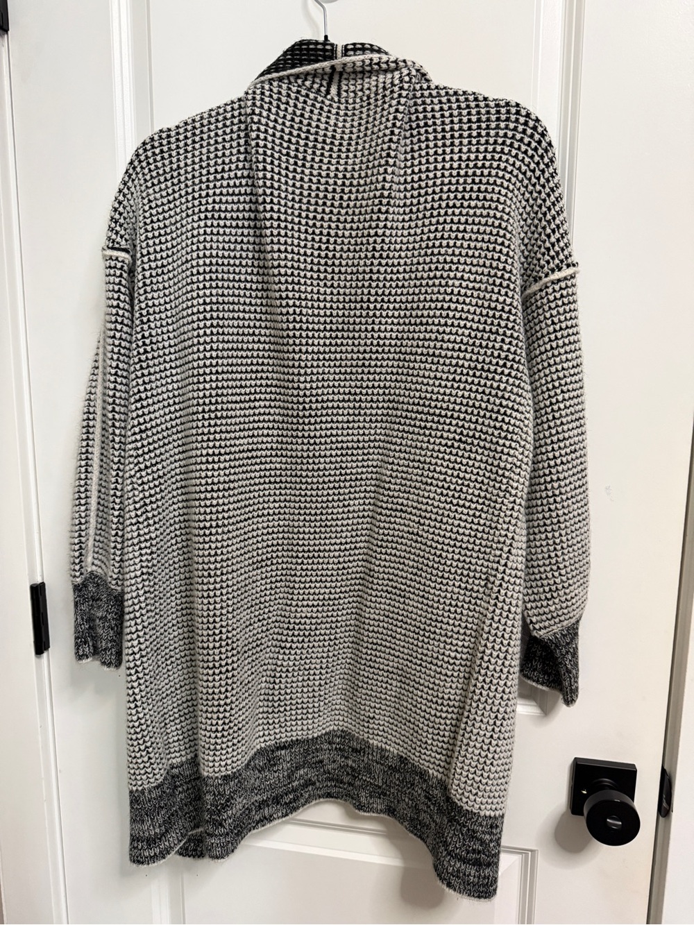 Macy's Black and White Marled Open Cardigan - Picture 7 of 7